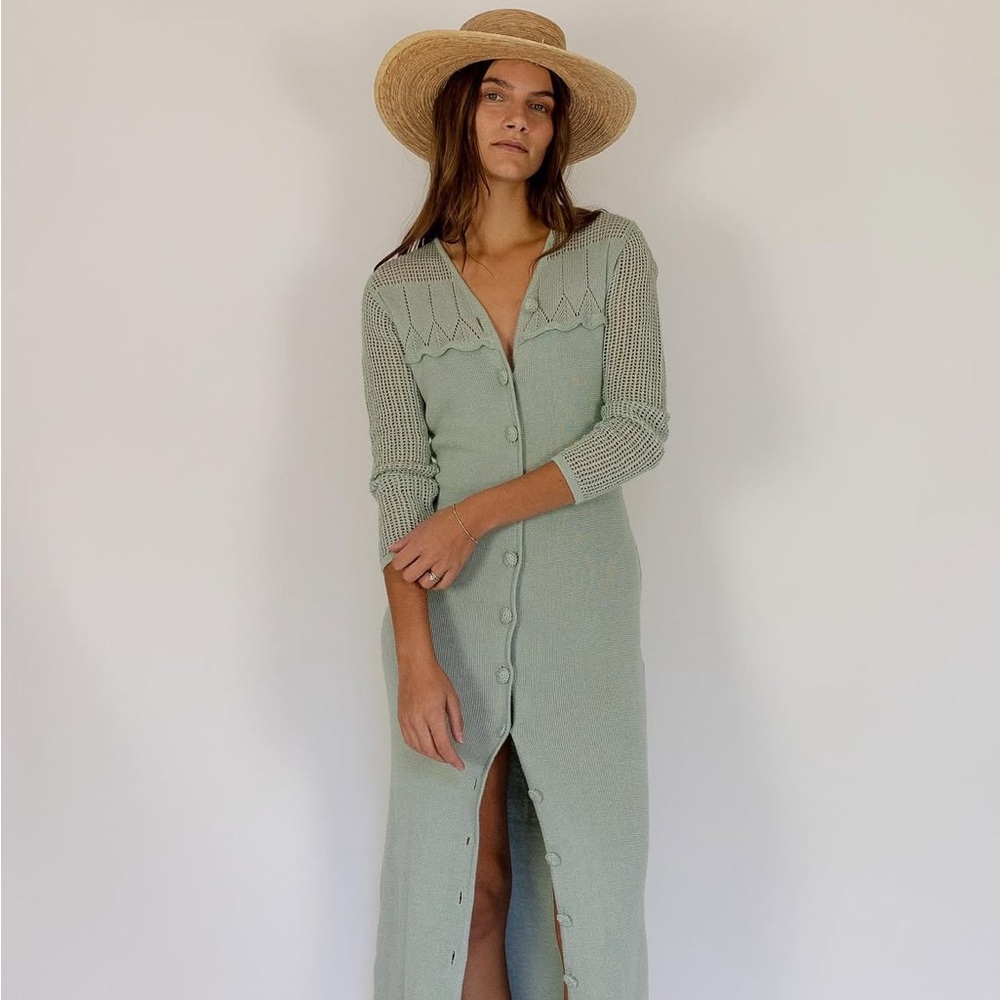 Vintage Carole Little Elegant Sea Foam Soft Knit Dress